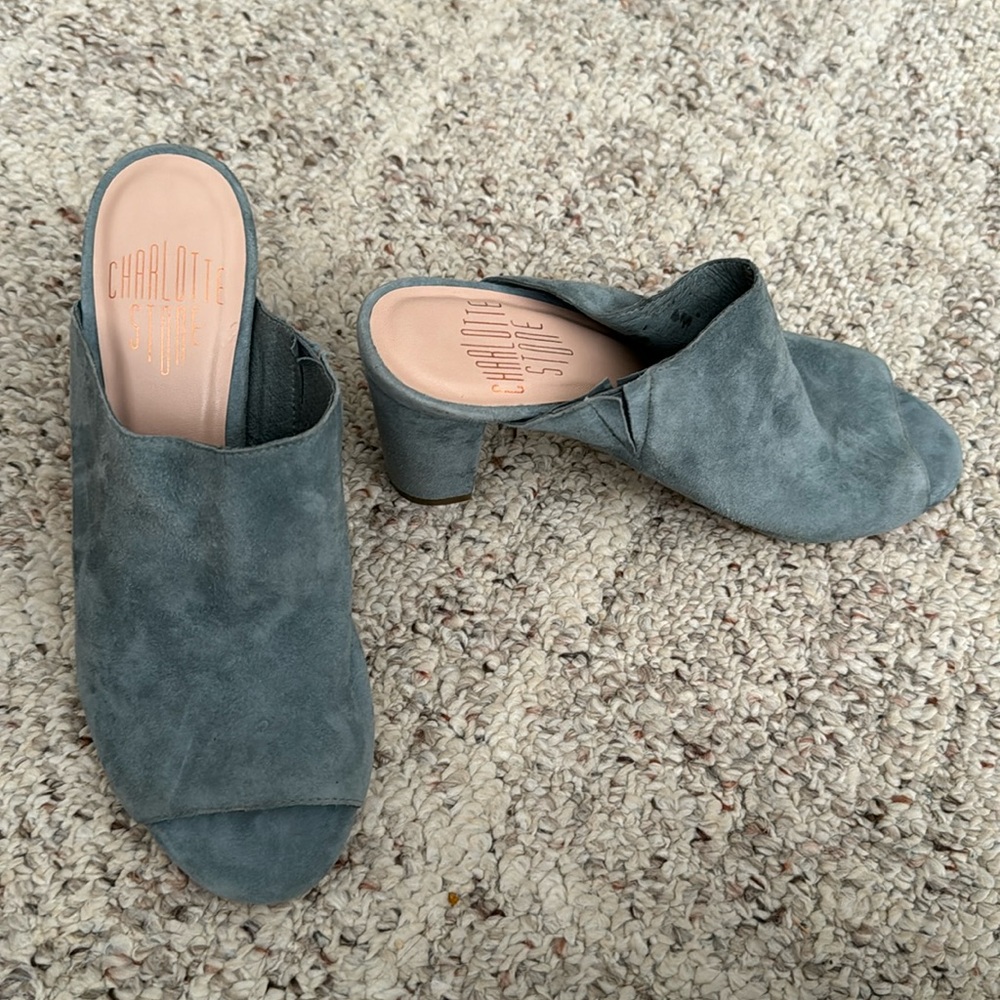 Charlotte Stone Morely Mules Grey Blue Size 8